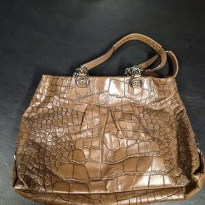 Coach Brown Croc-Embossed Leather Tote